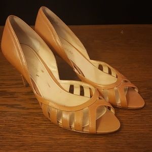 ENZO ANGIOLINI Tan Open Toe Casual High Heels 7.5
